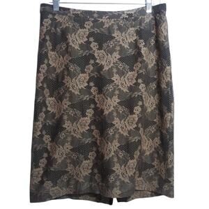 Lapis Tan Black Lace Pencil Skirt Feminine Dark Size M